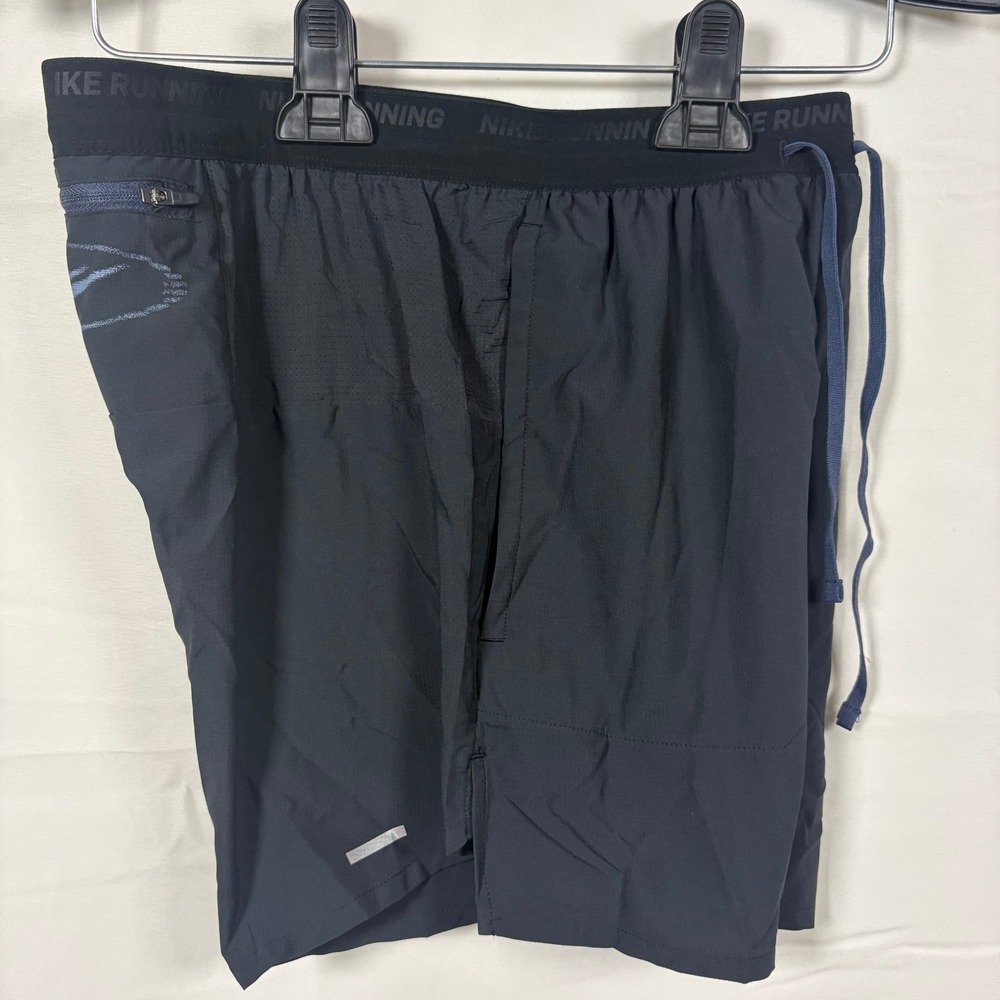 Nike Running Shorts Mens XS 26" Waist Black Blue Graphic Mesh Reflective 4.5" - Picture 2 of 8